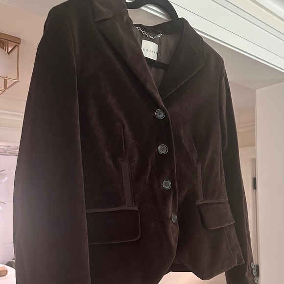 Vintage CELINE Brown Velvet Blazer - Never worn, like new - Size 10 - Picture 3 of 14